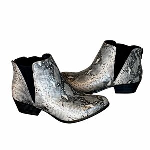 Esprit Black and Gray Faux Snake-Skin Ankle Booties